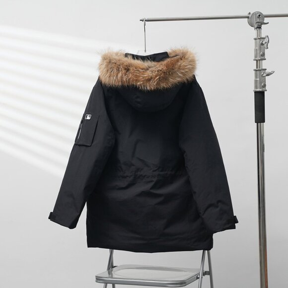 MLB Yankees Black Fur Collar Hooded Down Jacket - Picture 2 of 9